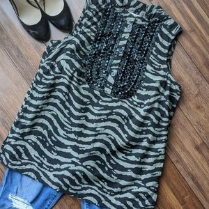 🎉HP🎉 Michael Kors Beaded Zebra Print Top S